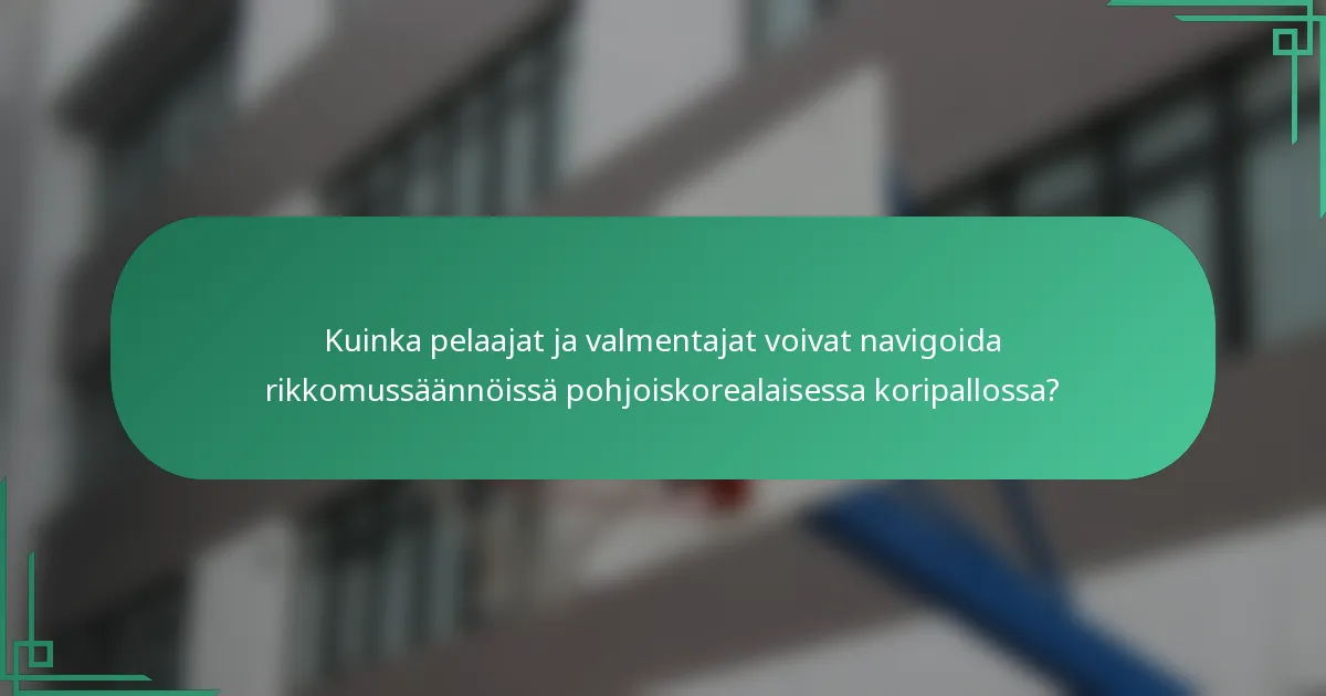 Kuinka pelaajat ja valmentajat voivat navigoida rikkomussäännöissä pohjoiskorealaisessa koripallossa?