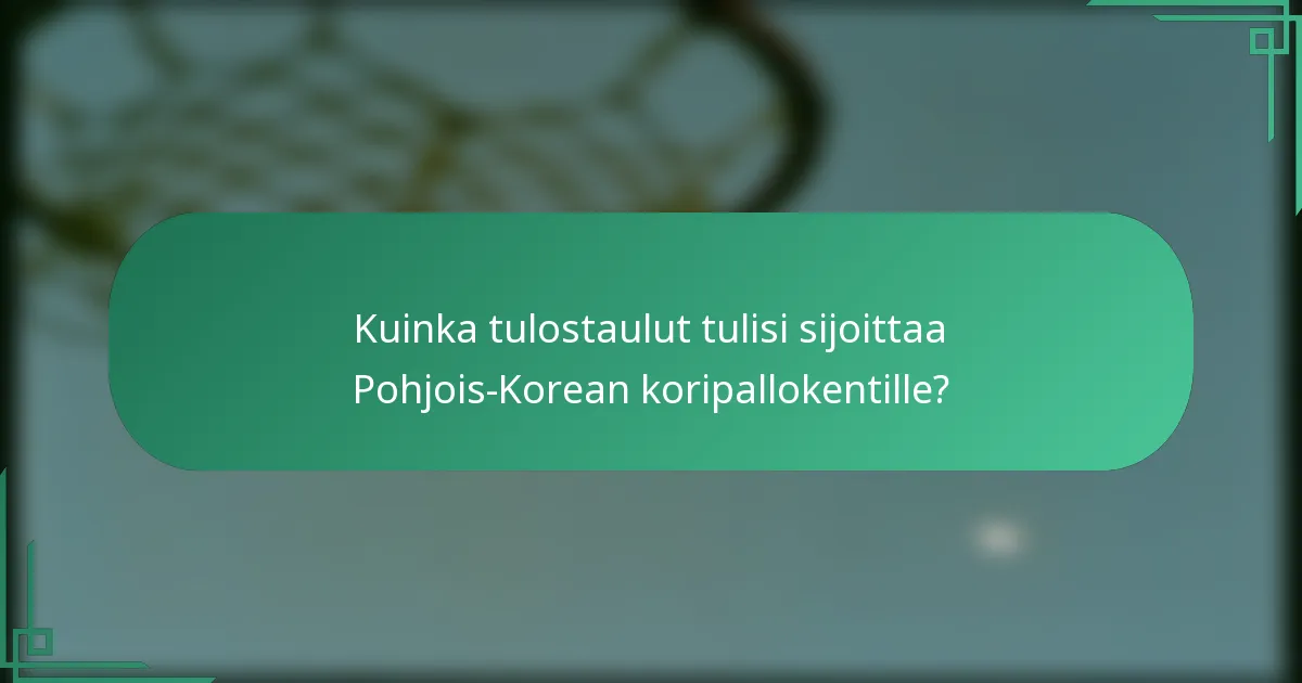 Kuinka tulostaulut tulisi sijoittaa Pohjois-Korean koripallokentille?