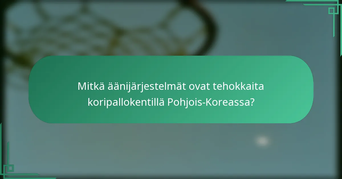 Mitkä äänijärjestelmät ovat tehokkaita koripallokentillä Pohjois-Koreassa?