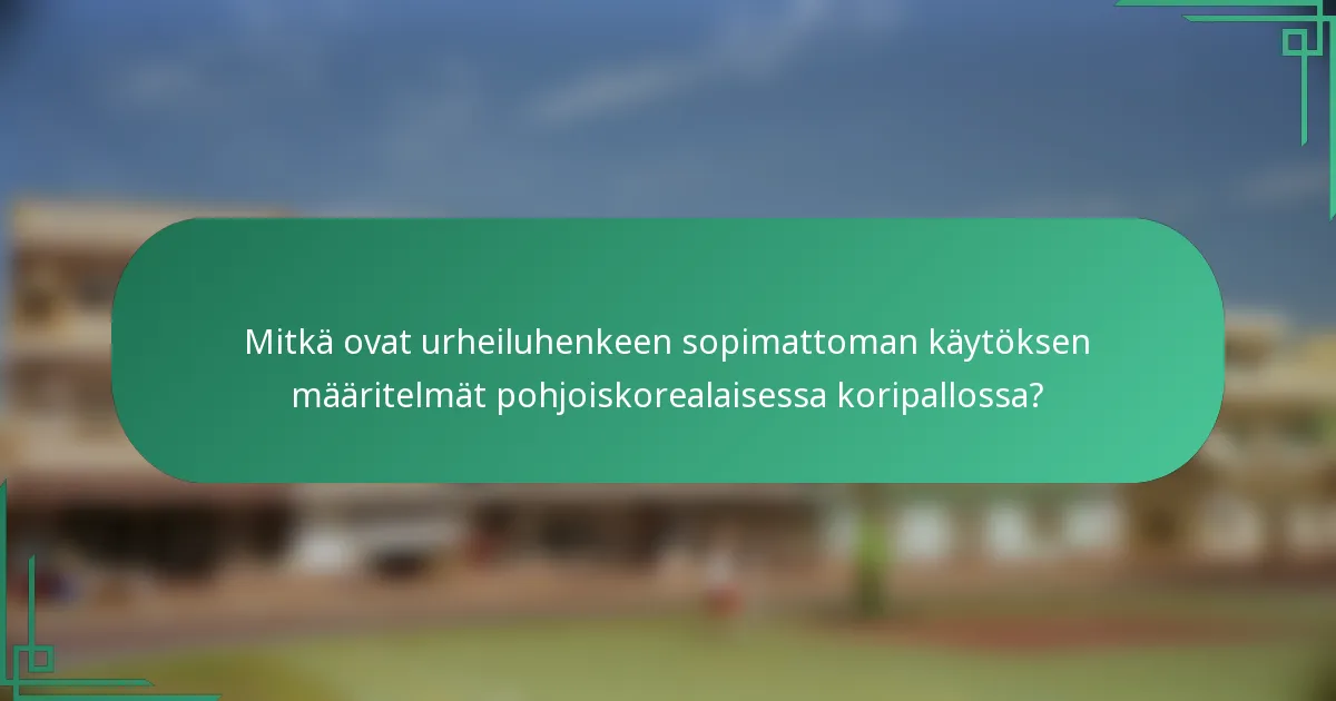 Mitkä ovat urheiluhenkeen sopimattoman käytöksen määritelmät pohjoiskorealaisessa koripallossa?